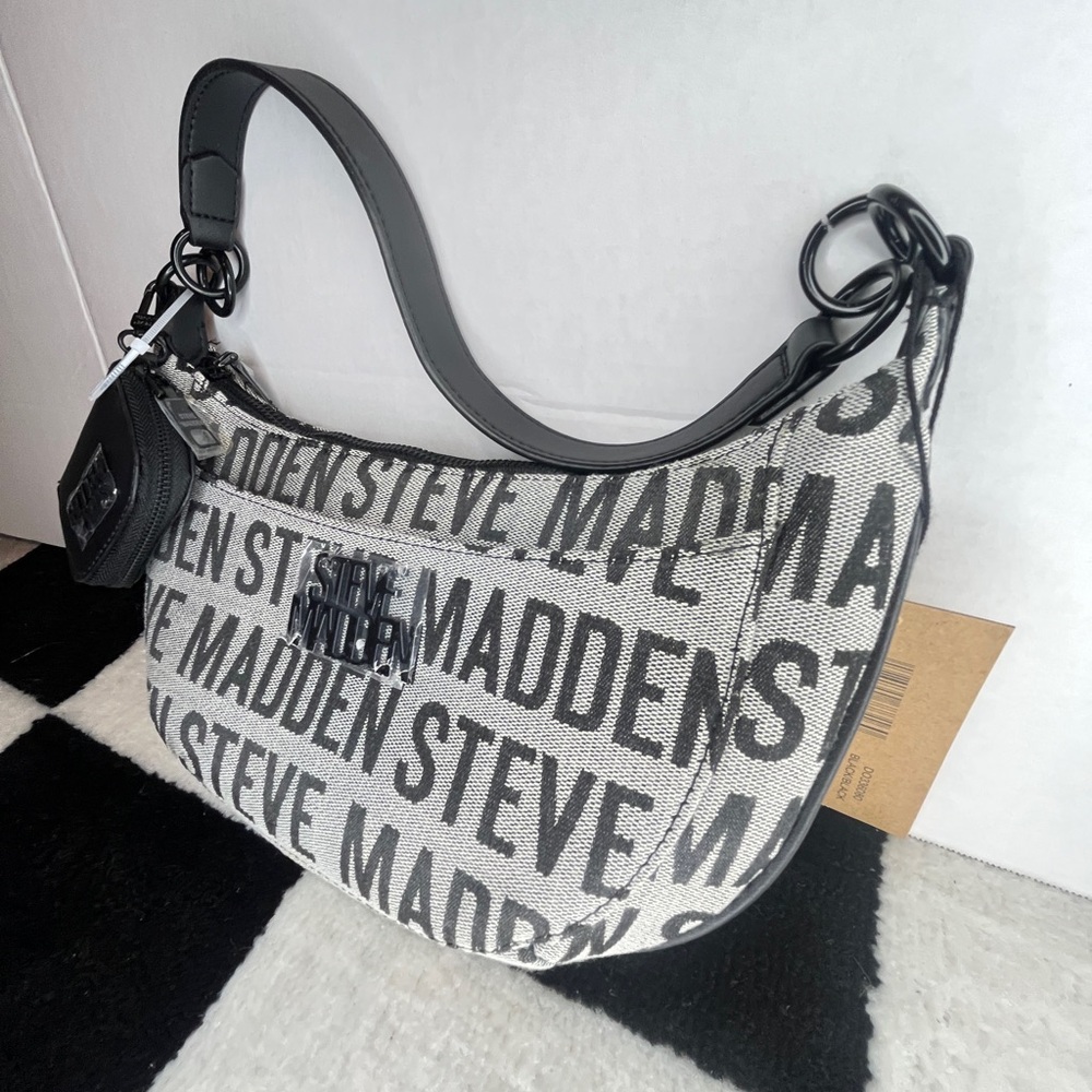 NWT Steve Madden BArmin All Over Logo Shoulder Bag - Picture 5 of 8